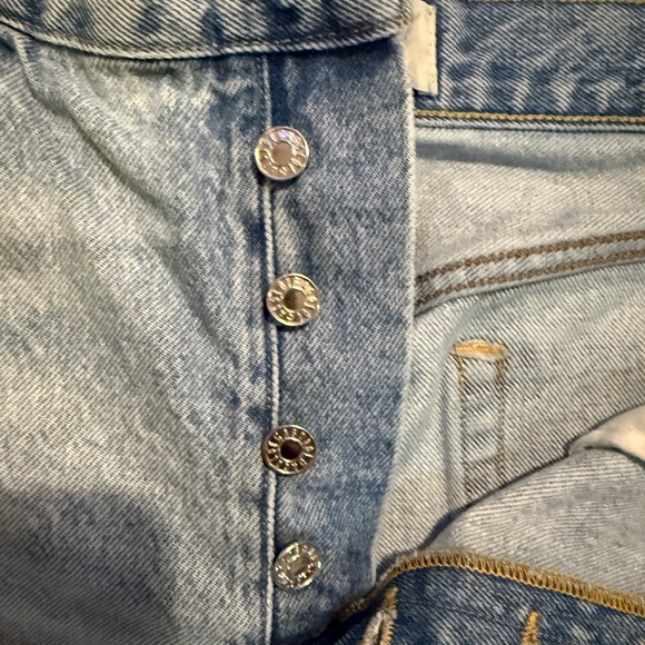 Agolde Light Blue Frayed Jean Shorts - Picture 5 of 5